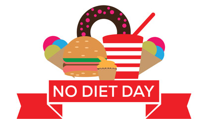 International No Diet Day observed every year in May. Template for background, banner, card, poster with text inscription.