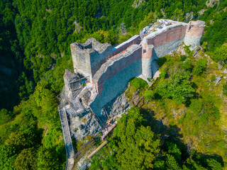 Panorama view of Poenari Citadel in Romania