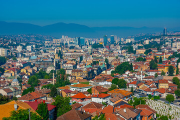 Panorama view of the old town of Sarajevo, Bosnia and Herzegovina