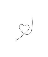 heart one line art, vector best line icon.