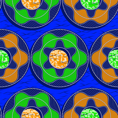 African Tribal Circles. Vibrant Seamless Pattern. Textile Art. Ethnic Artwork for Fabric Printing on Stylish Clothing and Bags