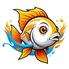 goldfish mascot cartoon, design for t-shirt