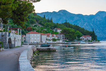 Promenade at Perast town in Montenegro