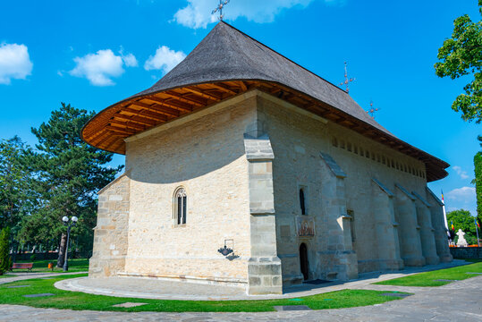 Bogdana monastery during a sunny day in Romania