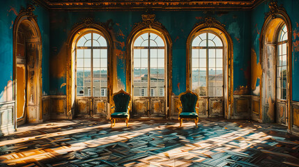 Obraz premium Grand Palace Interior with Luxurious Architecture, Artistic Design, and Royal Elegance, Perfect for Historic Tourism