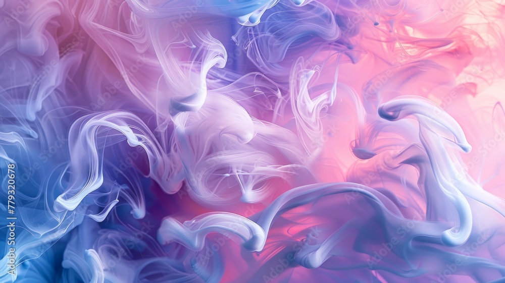 Aufkleber swirling pink and blue smoke abstract - an ethereal display of pink and blue smoke intertwining in a