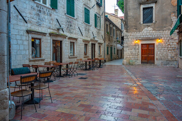 Obraz premium Restaurants in the old town of Kotor, Montenegro