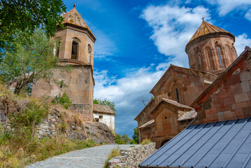 Fototapeta na wymiar Sapara Monastery in mountains near Georgian town Akhaltsikhe