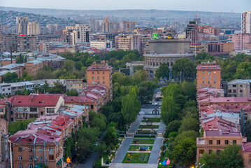 Sunset panorama view of Yerevan in Armenia