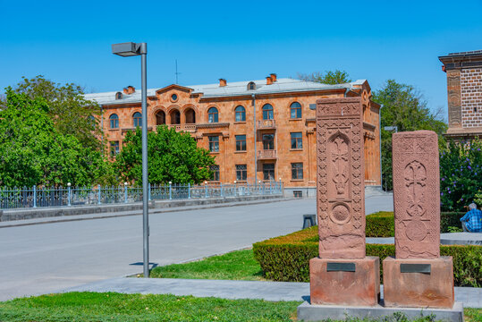 Etchmiadzin Cathedral during a sunny day in Armenia
