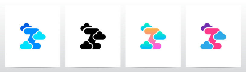 Letter Between Clouds Initial Logo Design Z