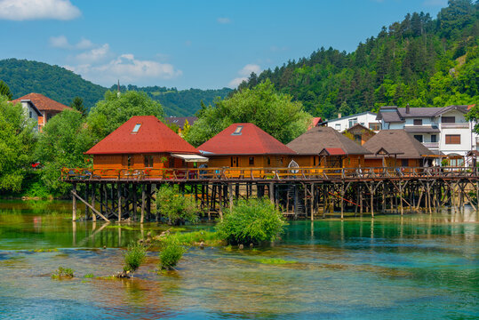 Riverisde of Una in Bosanska Krupa in Bosnia and Herzegovina