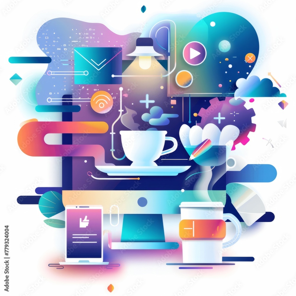Poster colorful abstract digital media concept art - a vibrant and dynamic abstract digital artwork showcas
