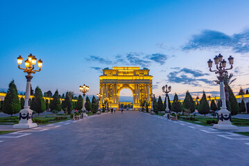 Triumphal arch at Heydar Aliyev park in Ganja, Azerbaijan