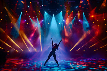 Enthralling Stage Luminosity: Silhouette of a Legend's Iconic Performance