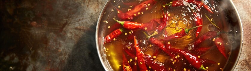 A homemade chilli oil brewing process