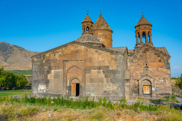 Fototapeta na wymiar Summer day at Saghmosavank monastery in Armenia