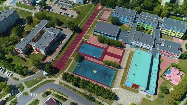 Panorama Primary School Glogow Szkola Bloki Aerial View Poland