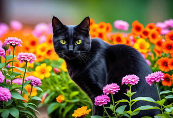 Una imagen generada por IA, de un gato negro mirando con curiosidad al espectador
