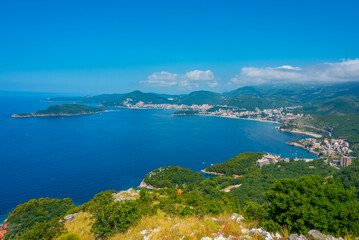 Naklejka na ściany i meble Panorama view of Budva and Adriatic coast in montenegro