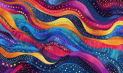 Abstract multicolored wavy background. childish illustration style for your design. - obrazy, fototapety, plakaty