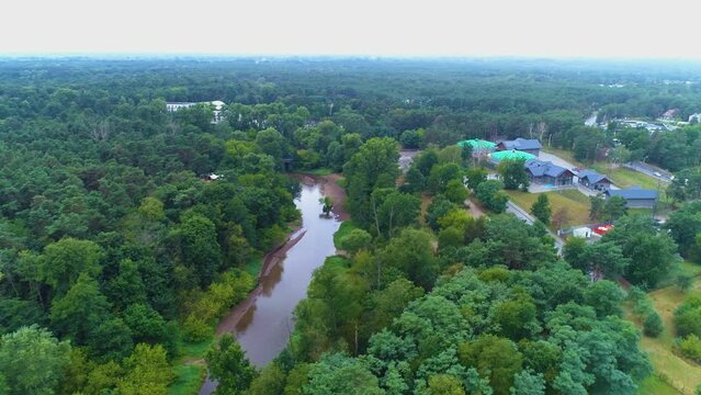 Beautiful Panorama River Rzeka Swider Otwock Aerial View Poland