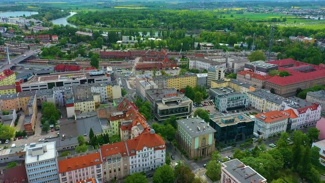 Panorama Main Railway Station Opole Stacja Kolejowa Aerial View Poland