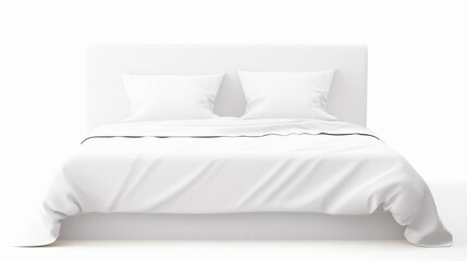 Fototapeta na wymiar Large white bed isolated on white backgroundrealistic, business, seriously, mood and tone