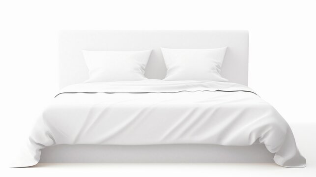 Large white bed isolated on white backgroundrealistic, business, seriously, mood and tone