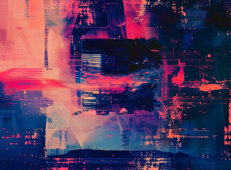 An abstract film texture background with glitch effects and digital artifacts for a contemporary twist.


