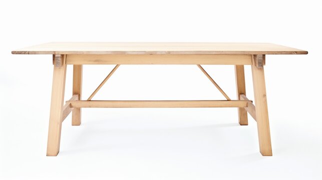 Wooden dining table isolated on white backgroundrealistic, business, seriously, mood and tone