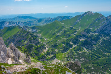 Panorama of Durmitor National park dominated by Bobotuv Kuk mountain, Montenegro