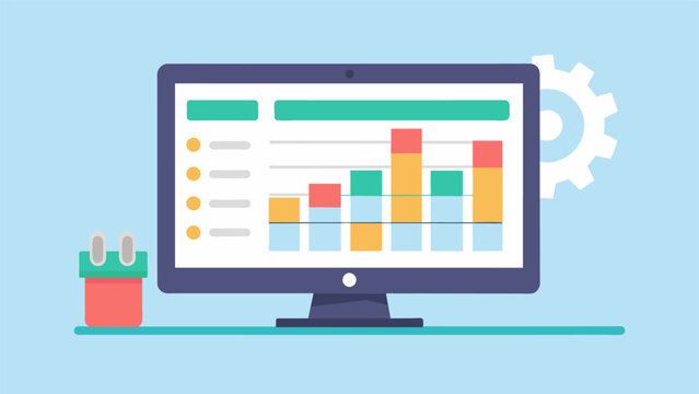 A closeup of a computer screen displaying a visually appealing and organized maintenance schedule with a graph showing the optimized results of
