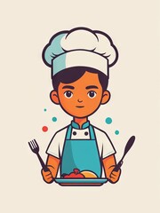 colorful chef flat illustration icon