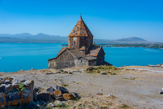 Sunny day at Sevanavank church in Armenia