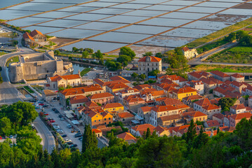 Aerial view of Croatian town Ston