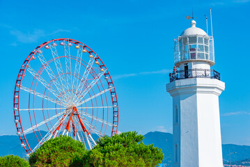 Ferris wheel and Batumi lighthouse in Georgia