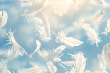 Swirling White Feathers in Motion