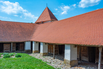 Fortified church in Romanian village Darjiu