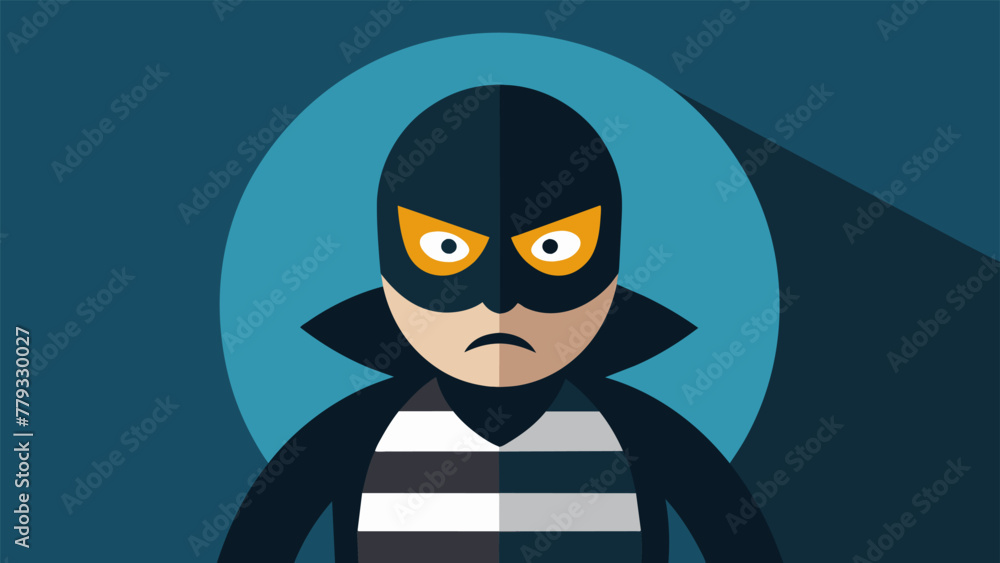 Poster a masked thief representing the idea of hiding ones true intentions and motives while acting through