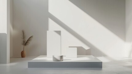 Obraz premium An open area with dynamic shadows casting over a clean, modern surface for showcasing products low noise