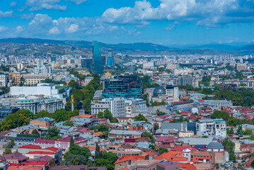 Panorama view of commercial center of Tbilisi, Georgia