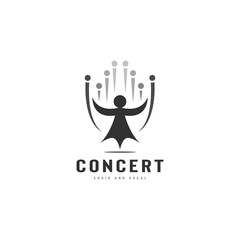 Church music logo design with vocal group vector illustration