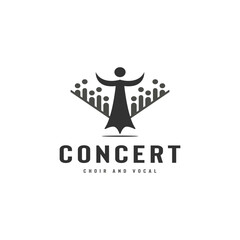 Church music logo design with vocal group vector illustration 2