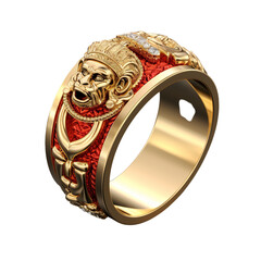illustration of god khatu shyam Gold ring, Isolated on transparent PNG background, Generative ai