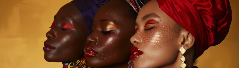 Cultural motifs adorn the lipstick presentation, celebrating diversity in beauty low noise