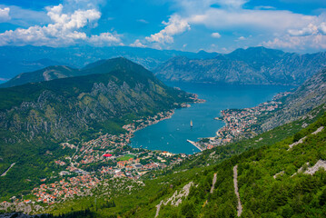 Panorama of Boka Kotorska bay in Montenegro