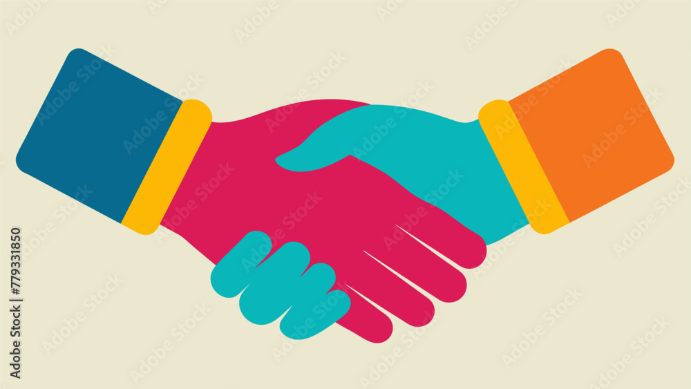 Poster two hands shaking symbolizing the mutual agreement and compromise that is often necessary for effect