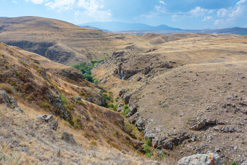 Mountainous landscape of Armenia during a sunny day