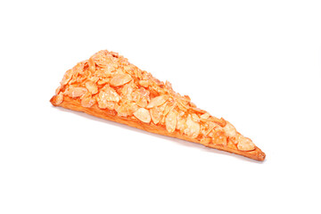 Crispy Almond pie isolated on white background